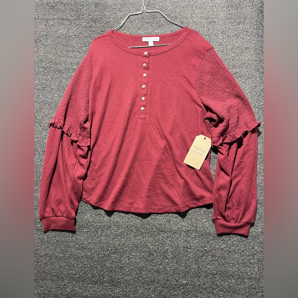 Women’s Red Button-Up Top